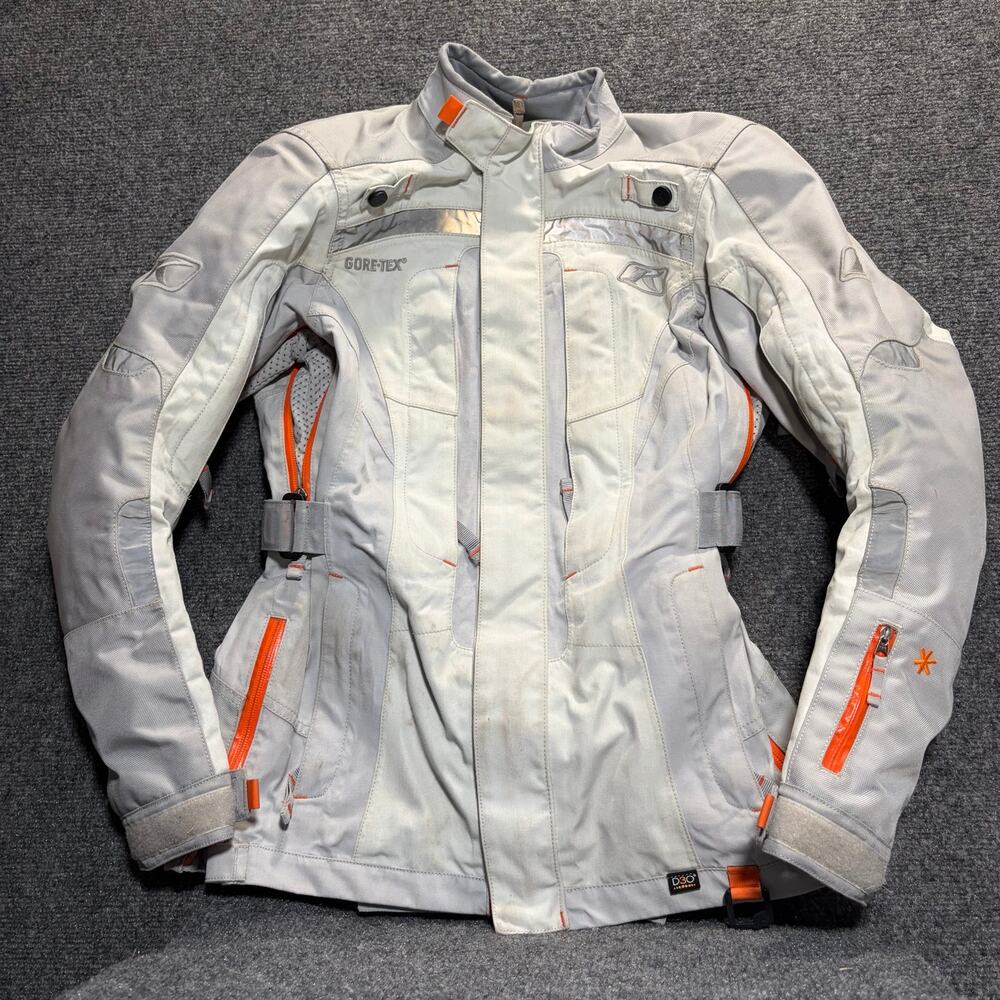 Klim Gray GoreTex Motorcycle Riding Altitude Jacket Womens Small Padded Safety